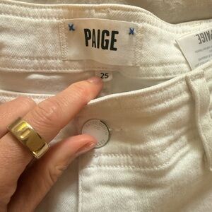 PAIGE Cream Cotton Blend Jeans